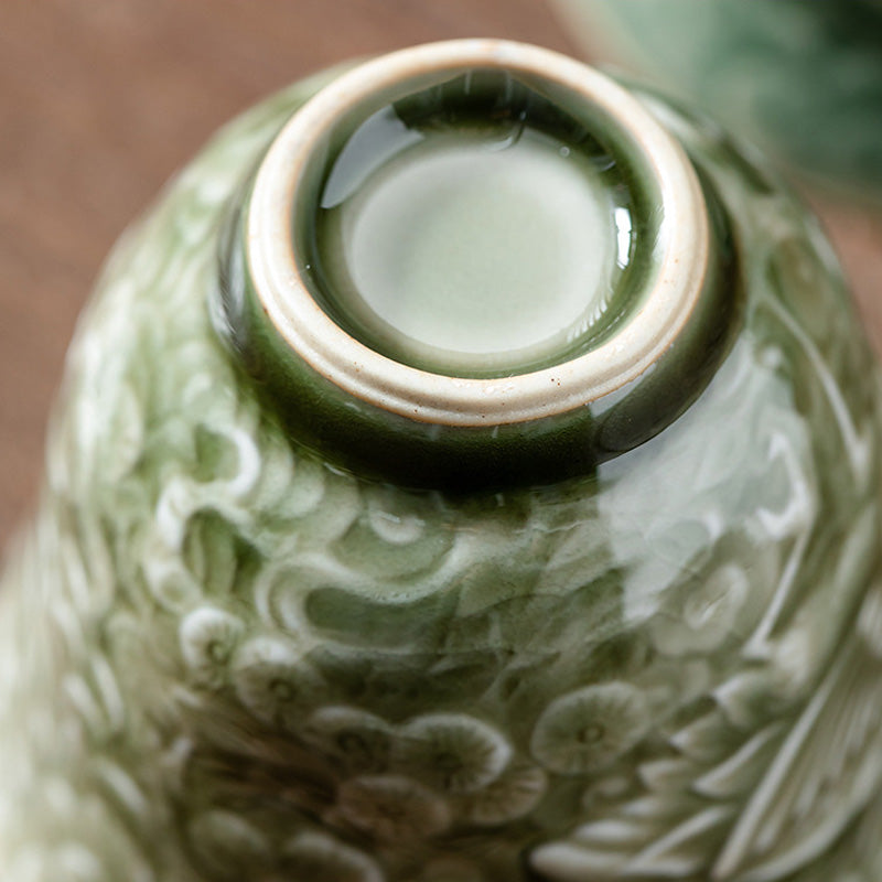 Tasse à thé en céramique « Crane Pine » 80 ml | Tasse Zen Decor