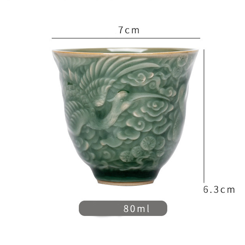 Tasse à thé en céramique « Crane Pine » 80 ml | Tasse Zen Decor