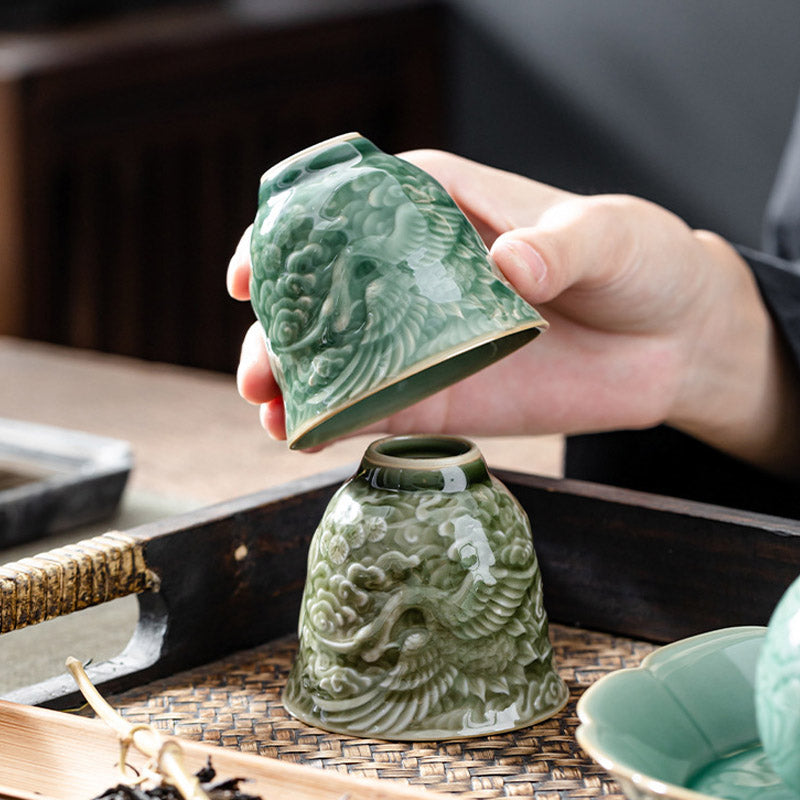 Tasse à thé en céramique « Crane Pine » 80 ml | Tasse Zen Decor