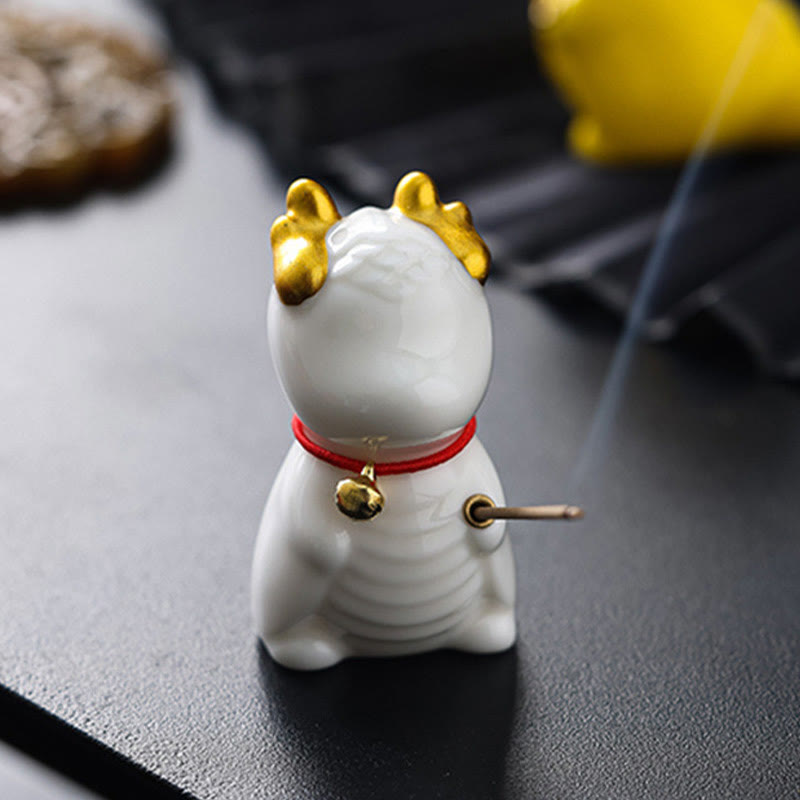 Brûleur d'encens en céramique Dragon Bell pour la méditation et l'équilibre