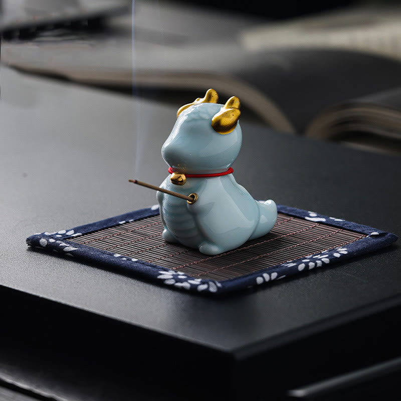 Brûleur d'encens en céramique Dragon Bell pour la méditation et l'équilibre