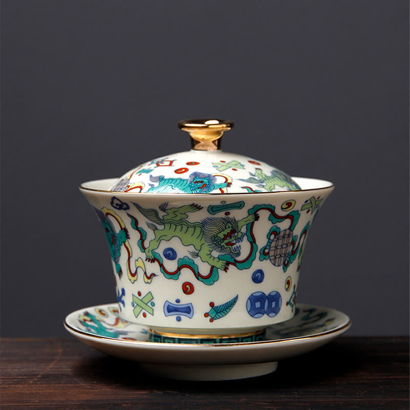 Tasse à thé Gaiwan Sancai en céramique 190 ml avec décor zen