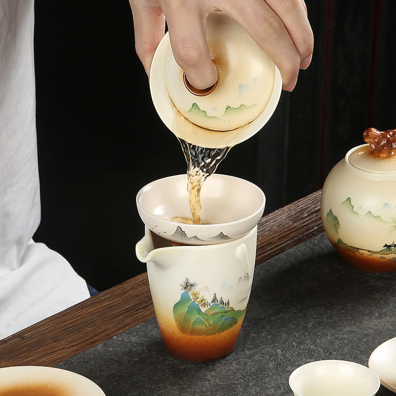 Tasse à thé Gaiwan en céramique avec couvercle | Décor zen 100-130 ml
