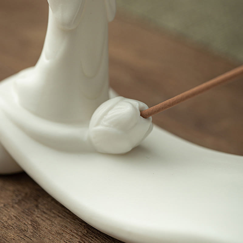 Brûle-encens en céramique avec Bouddha moine | 26-32 cm, décoration artisanale