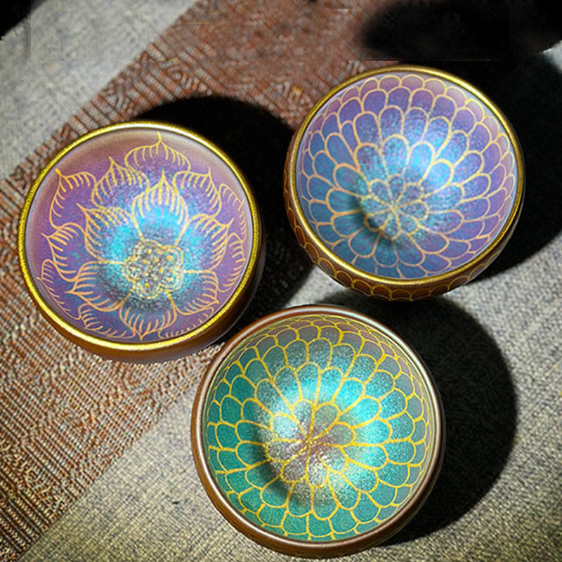 Tasse à thé en céramique Jianzhan Fleur de Lotus 150 ml Décor Zen
