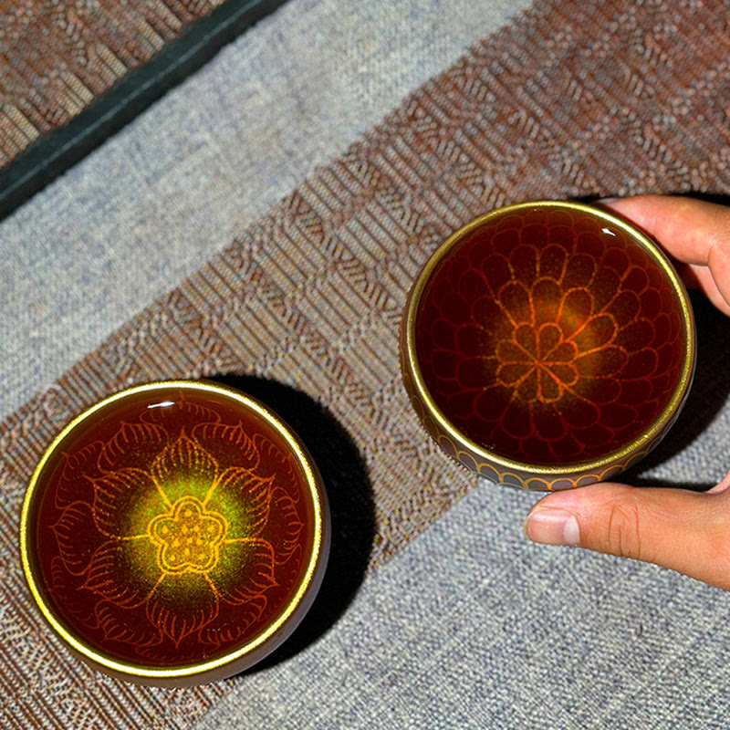 Tasse à thé en céramique Jianzhan Fleur de Lotus 150 ml Décor Zen