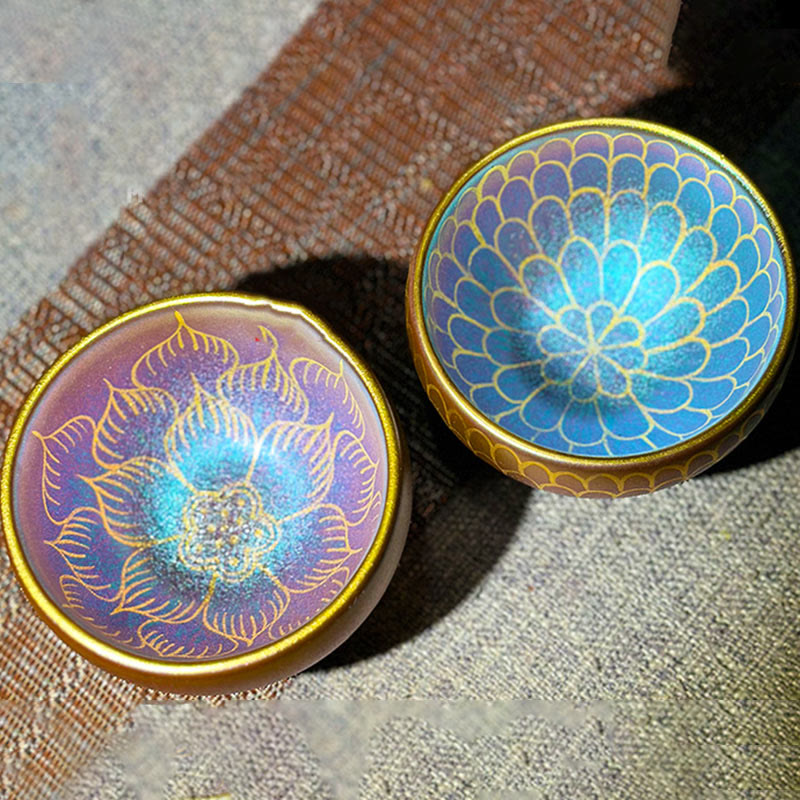 Tasse à thé en céramique Jianzhan Fleur de Lotus 150 ml Décor Zen