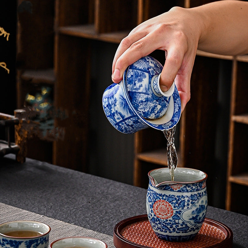 Tasse à thé en céramique Jingdezhen Dragon Phoenix Gaiwan 170 ml