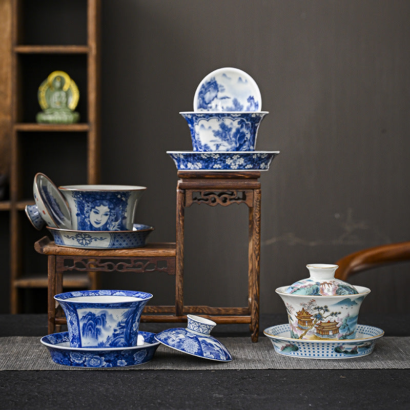 Tasse à thé en céramique Jingdezhen Dragon Phoenix Gaiwan 170 ml