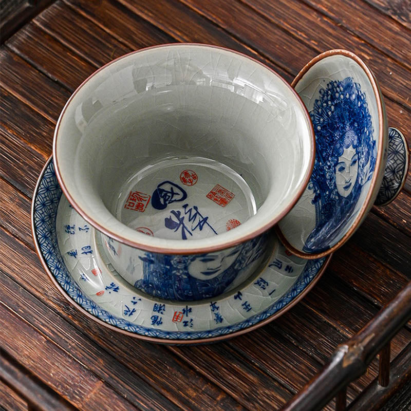Tasse à thé en céramique Jingdezhen Dragon Phoenix Gaiwan 170 ml