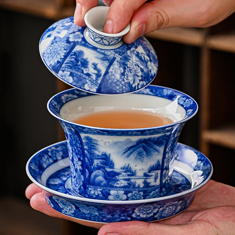 Tasse à thé en céramique Jingdezhen Dragon Phoenix Gaiwan 170 ml