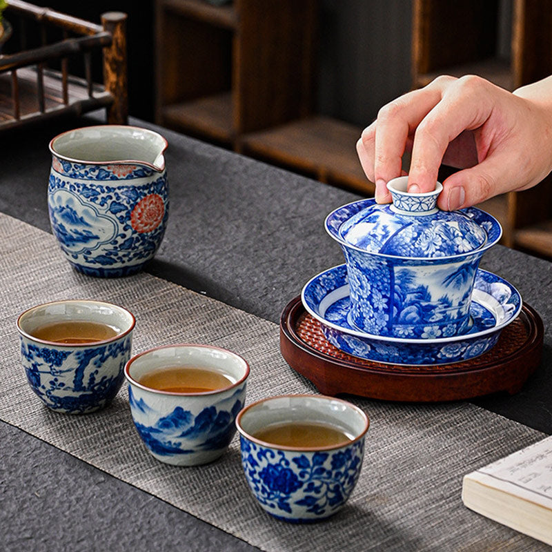 Tasse à thé en céramique Jingdezhen Dragon Phoenix Gaiwan 170 ml