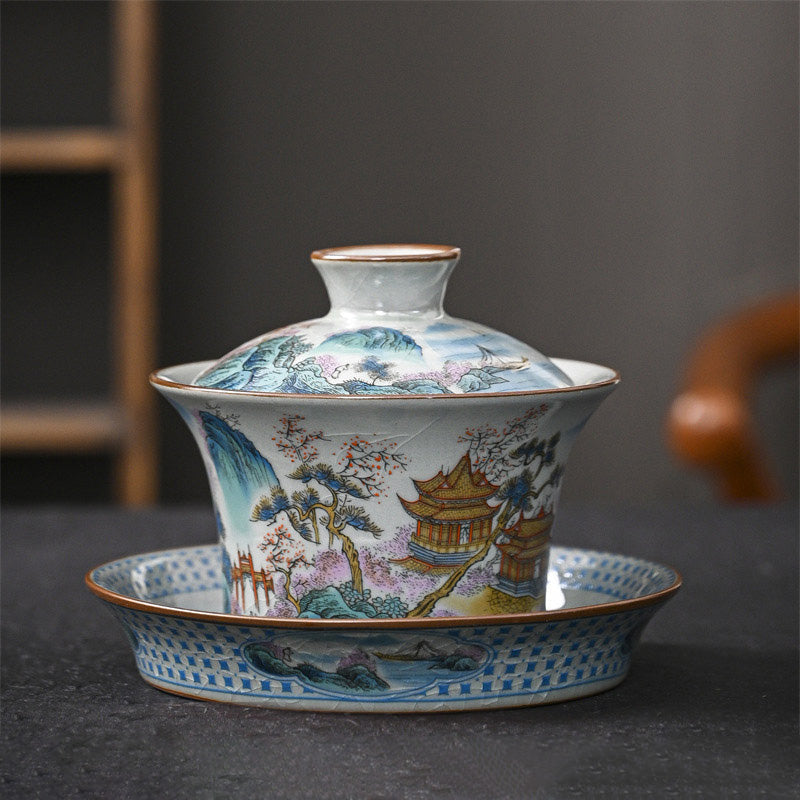 Tasse à thé en céramique Jingdezhen Dragon Phoenix Gaiwan 170 ml