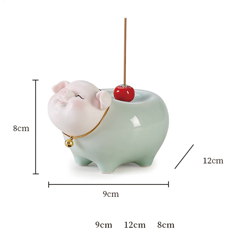 Brûle-encens en céramique Petit Cochon 9 cm Bâton de bénédiction