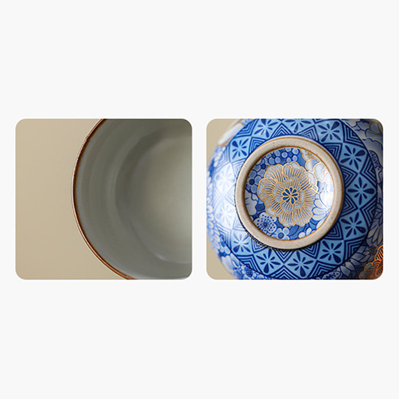 Ensemble de tasses à thé en céramique avec théière et chrysanthèmes de 140 ml