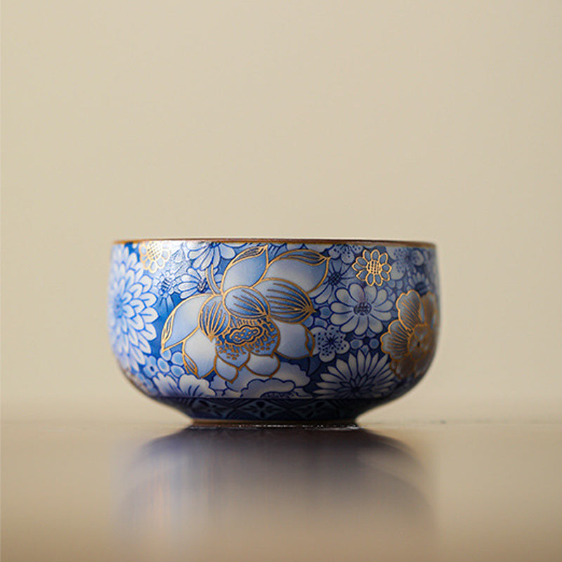 Ensemble de tasses à thé en céramique avec théière et chrysanthèmes de 140 ml