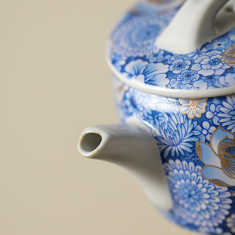 Ensemble de tasses à thé en céramique avec théière et chrysanthèmes de 140 ml