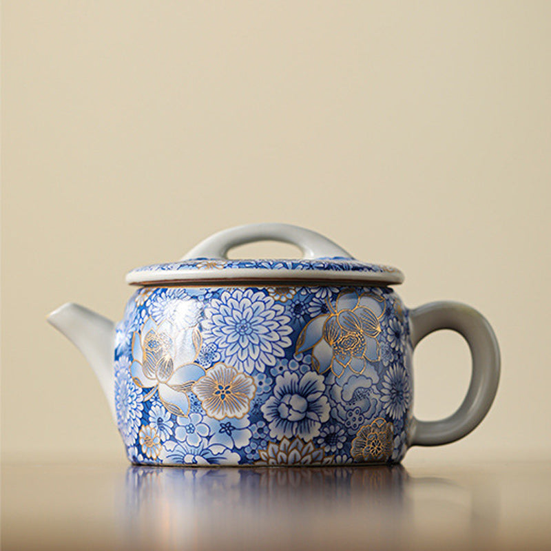 Ensemble de tasses à thé en céramique avec théière et chrysanthèmes de 140 ml