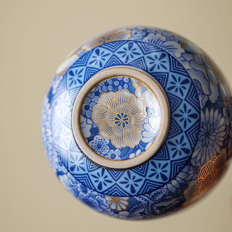 Ensemble de tasses à thé en céramique avec théière et chrysanthèmes de 140 ml