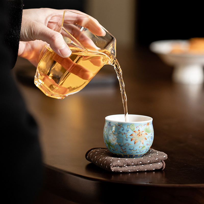 Tasse à thé en céramique en forme de fleur de lotus 80 ml pour la méditation