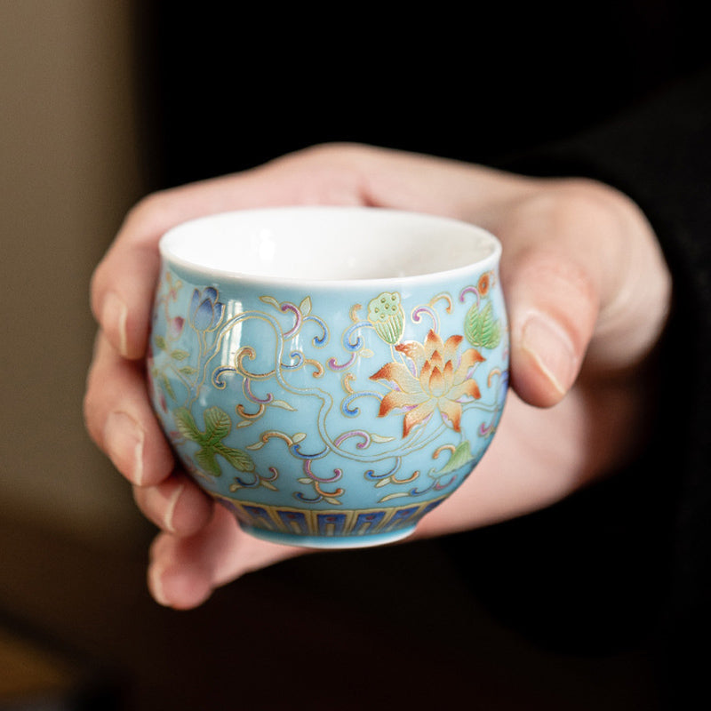 Tasse à thé en céramique en forme de fleur de lotus 80 ml pour la méditation