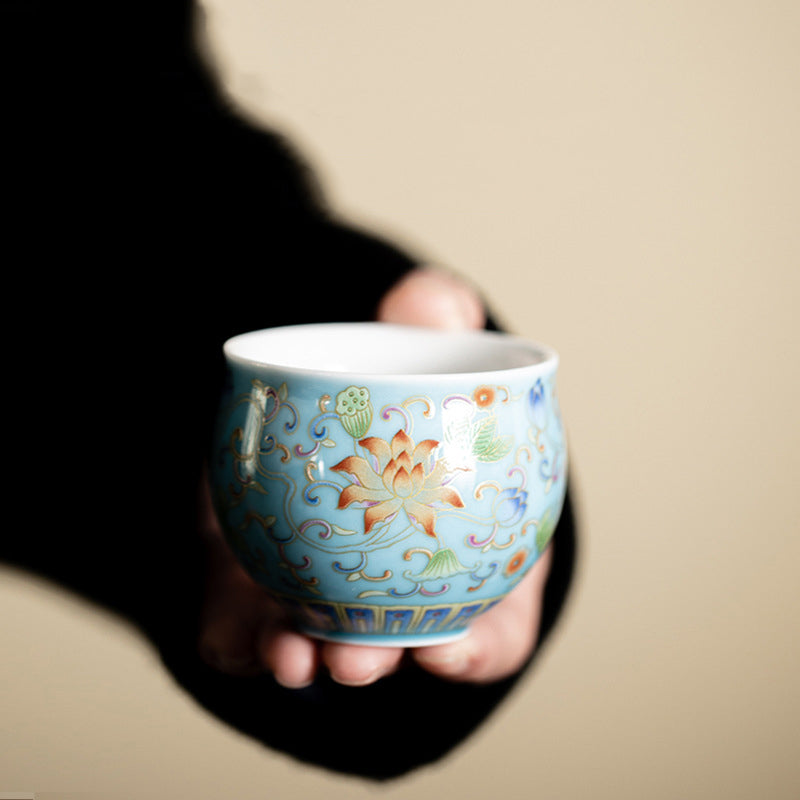 Tasse à thé en céramique en forme de fleur de lotus 80 ml pour la méditation