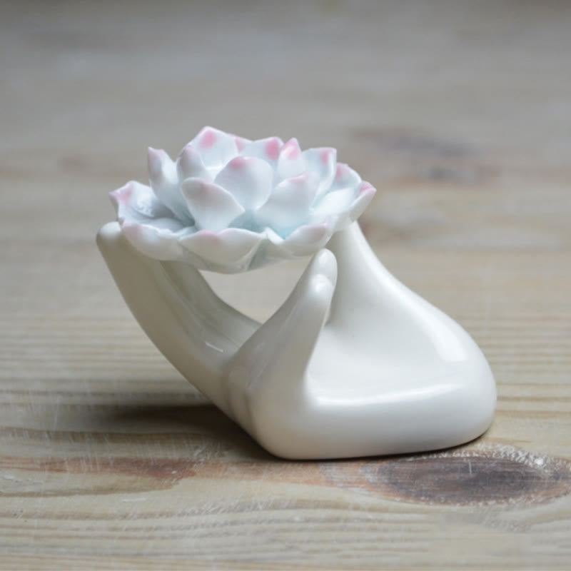 Brûleur d'encens en céramique en forme de main de lotus, 8 x 6 cm
