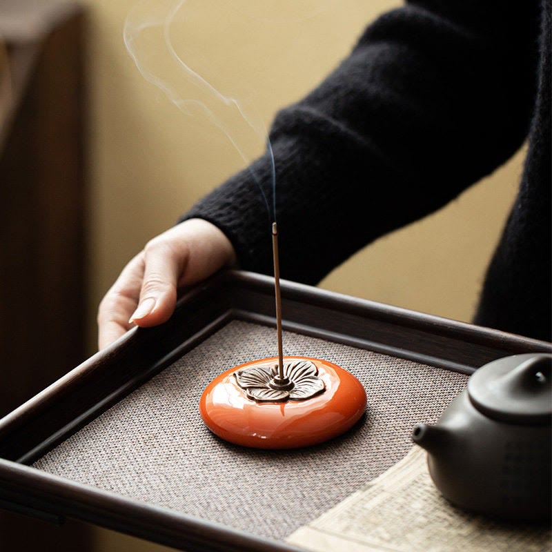 Brûleur d'encens en céramique kaki pour la guérison par la méditation