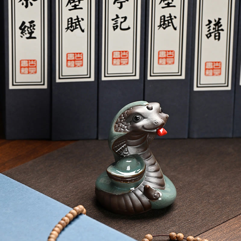 Lingot de serpent en céramique Fu Character Zen Décoration d'intérieur