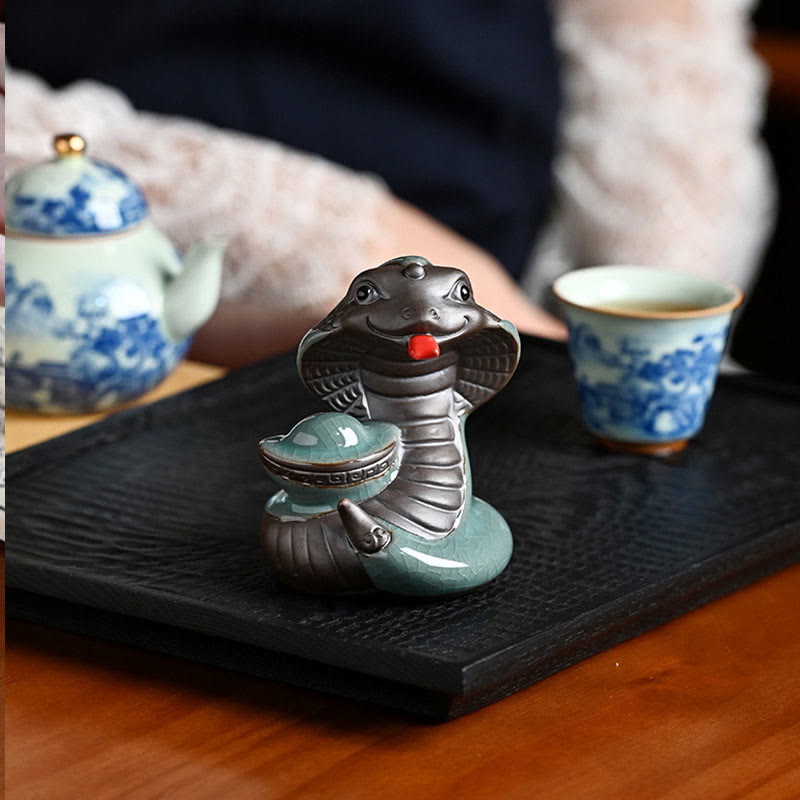 Lingot de serpent en céramique Fu Character Zen Décoration d'intérieur