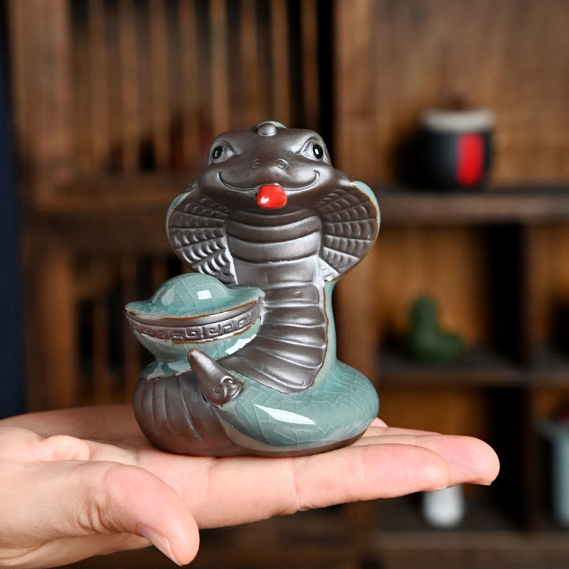 Lingot de serpent en céramique Fu Character Zen Décoration d'intérieur