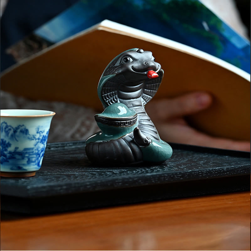 Lingot de serpent en céramique Fu Character Zen Décoration d'intérieur
