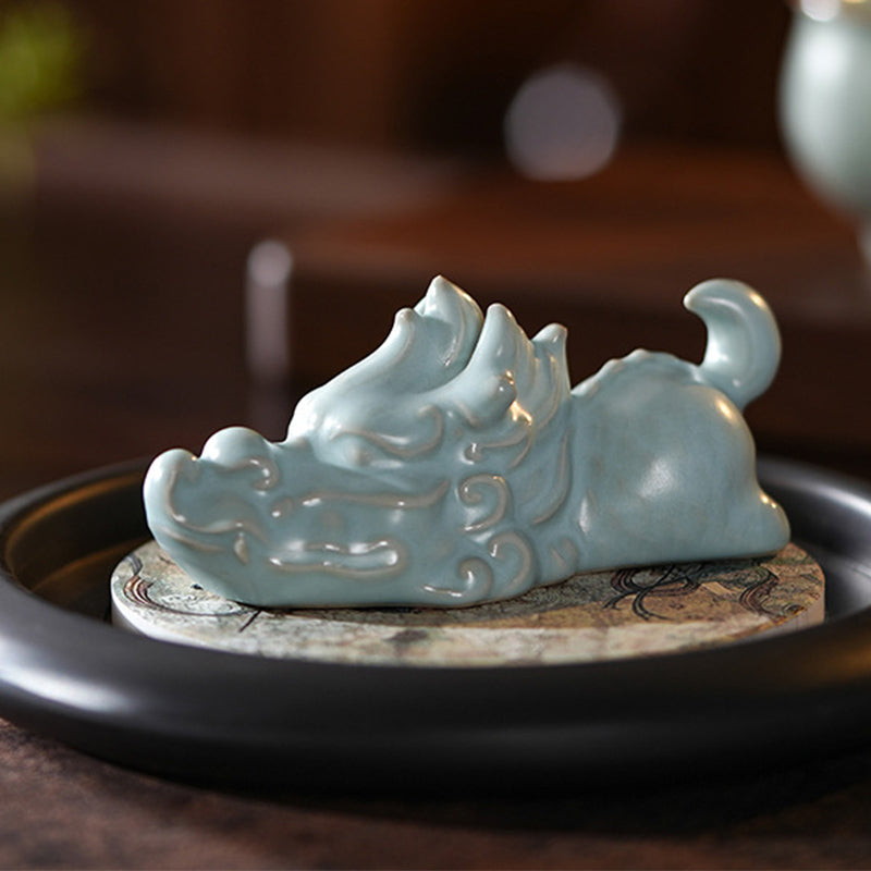 Figurine porte-bonheur en céramique Année du Dragon 10,2 cm Décor