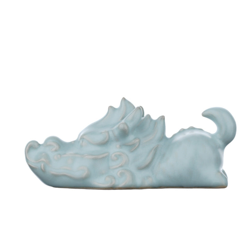 Figurine porte-bonheur en céramique Année du Dragon 10,2 cm Décor