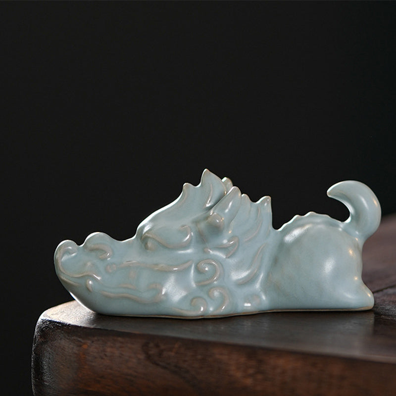 Figurine porte-bonheur en céramique Année du Dragon 10,2 cm Décor