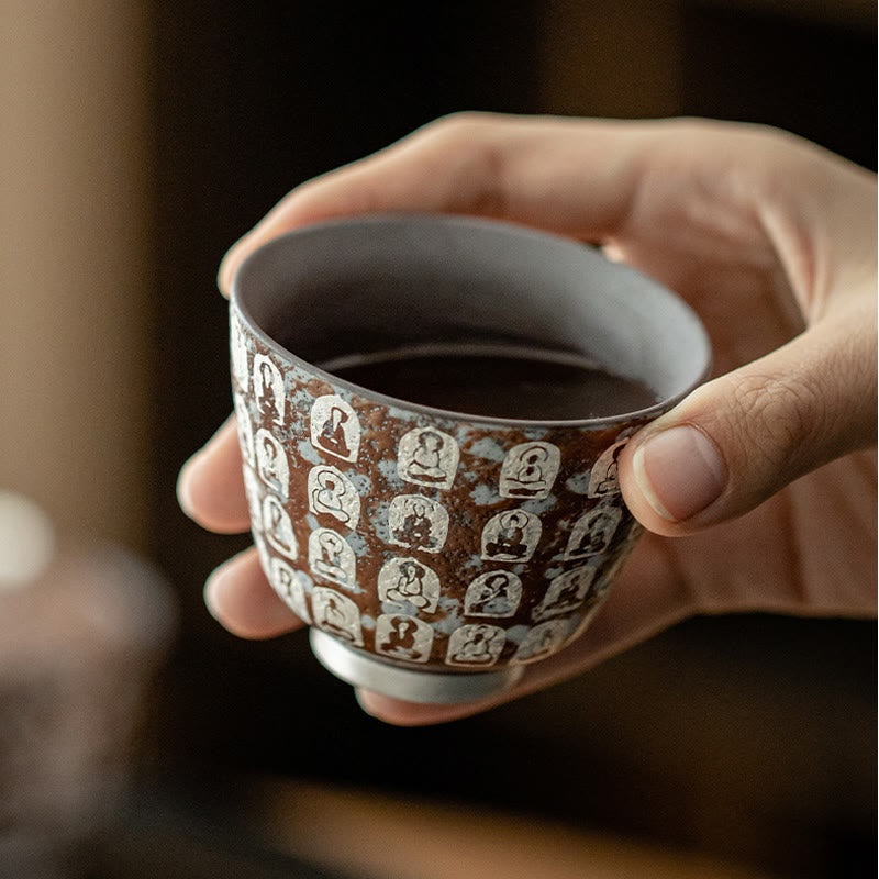 Tasse à thé zen en céramique 100 ml avec coffret cadeau - Décor de méditation