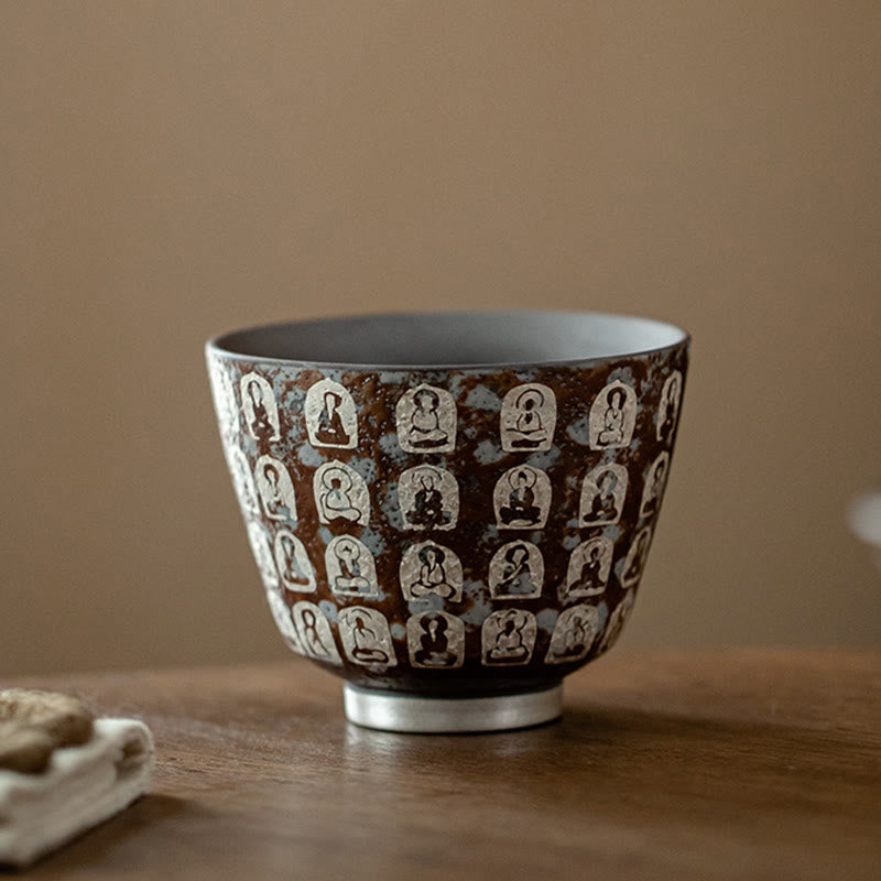 Tasse à thé zen en céramique 100 ml avec coffret cadeau - Décor de méditation