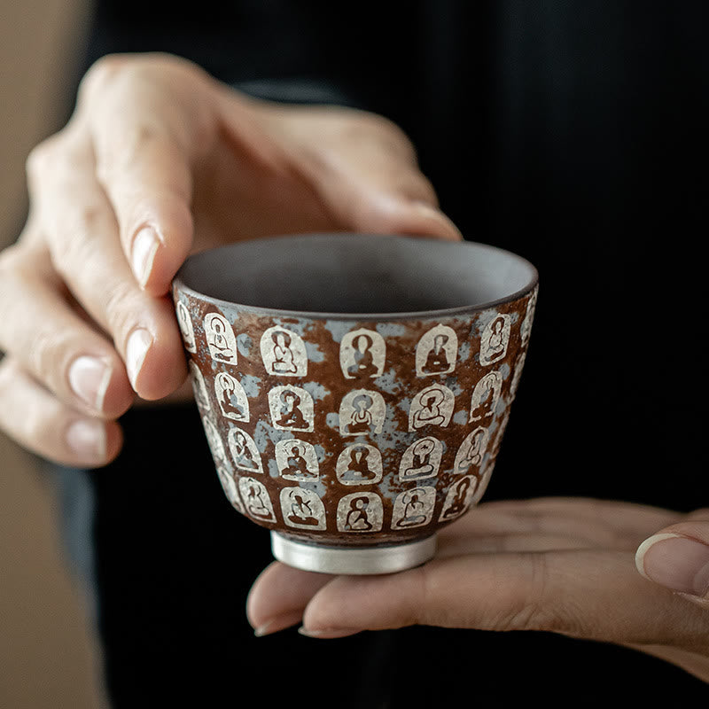 Tasse à thé zen en céramique 100 ml avec coffret cadeau - Décor de méditation