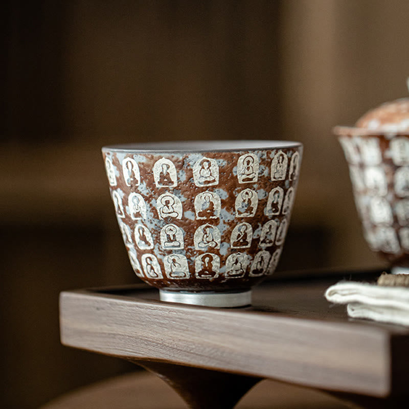 Tasse à thé zen en céramique 100 ml avec coffret cadeau - Décor de méditation
