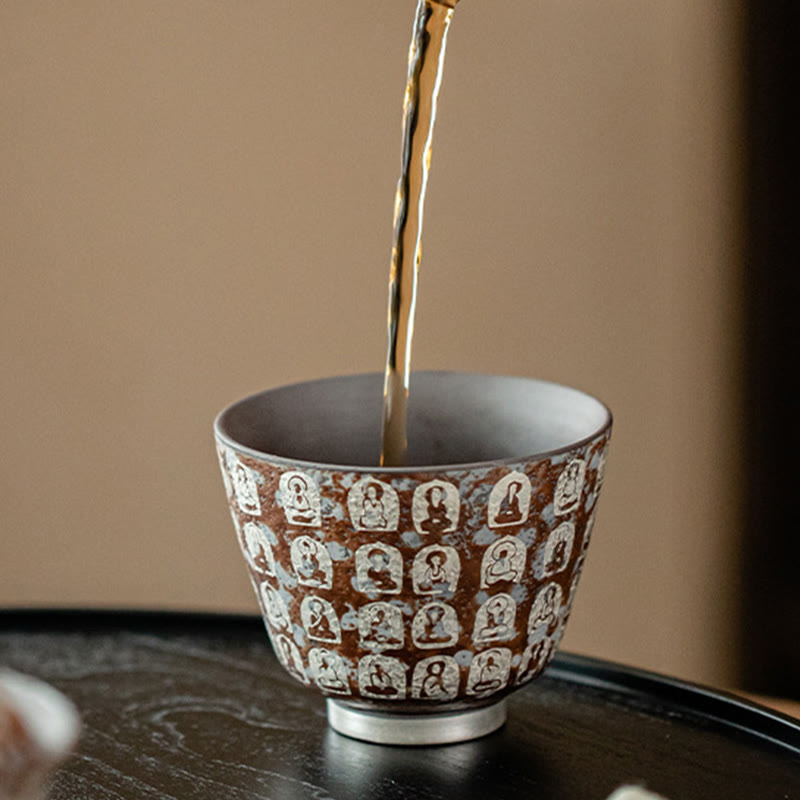 Tasse à thé zen en céramique 100 ml avec coffret cadeau - Décor de méditation