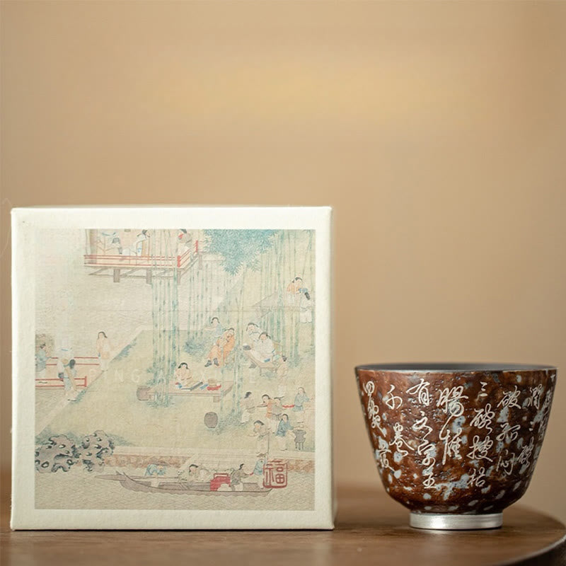 Tasse à thé zen en céramique 100 ml avec coffret cadeau - Décor de méditation