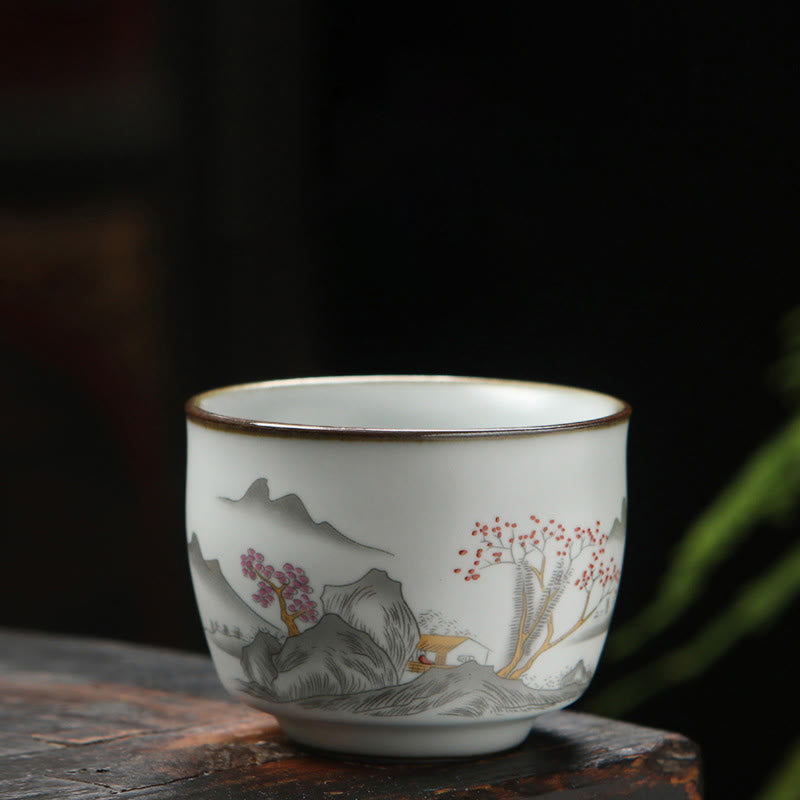 Tasse à thé zen en céramique 130 ml | Motifs de paysages naturels