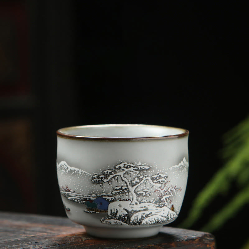 Tasse à thé zen en céramique 130 ml | Motifs de paysages naturels