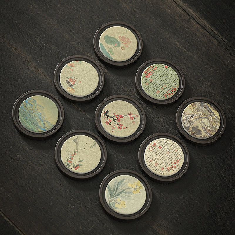 Dessous de verre zen en céramique 7,9 cm | Décor zen naturel