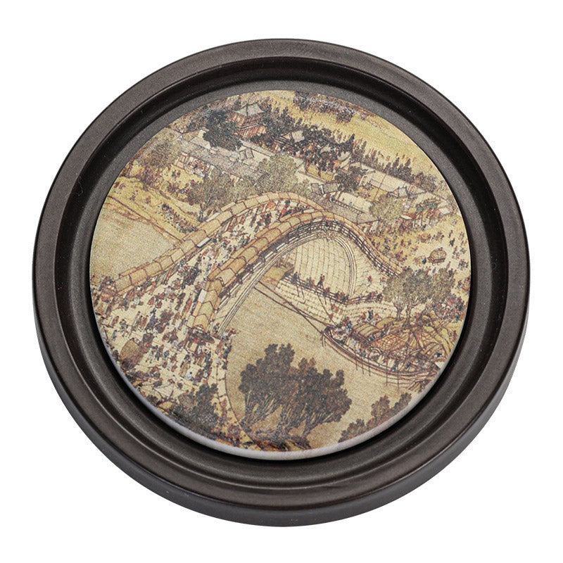 Dessous de verre zen en céramique 7,9 cm | Décor zen naturel