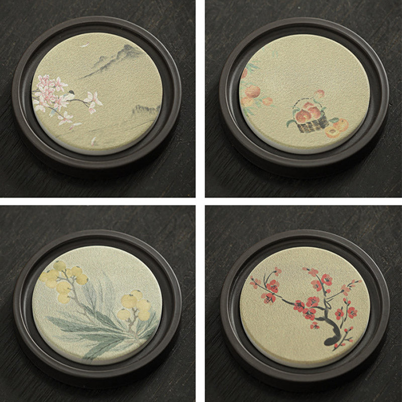 Dessous de verre zen en céramique 7,9 cm | Décor zen naturel