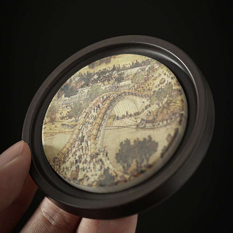 Dessous de verre zen en céramique 7,9 cm | Décor zen naturel