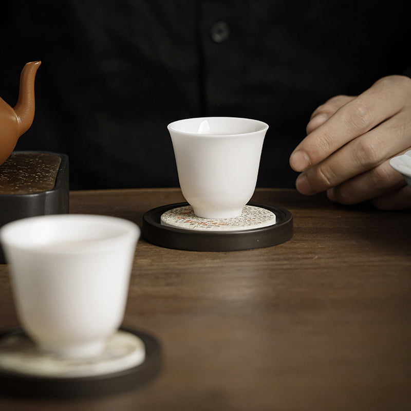 Dessous de verre zen en céramique 7,9 cm | Décor zen naturel