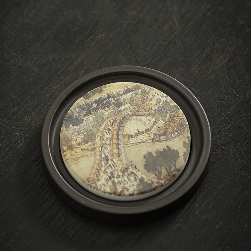 Dessous de verre zen en céramique 7,9 cm | Décor zen naturel