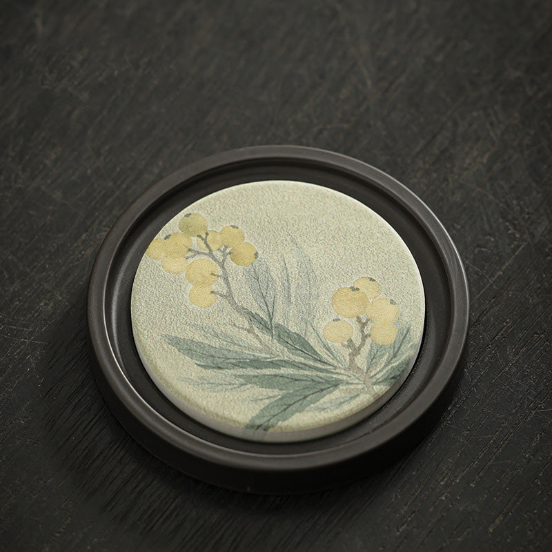 Dessous de verre zen en céramique 7,9 cm | Décor zen naturel